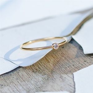 Dainty CZ Ring for Women White Crystal Simple ring